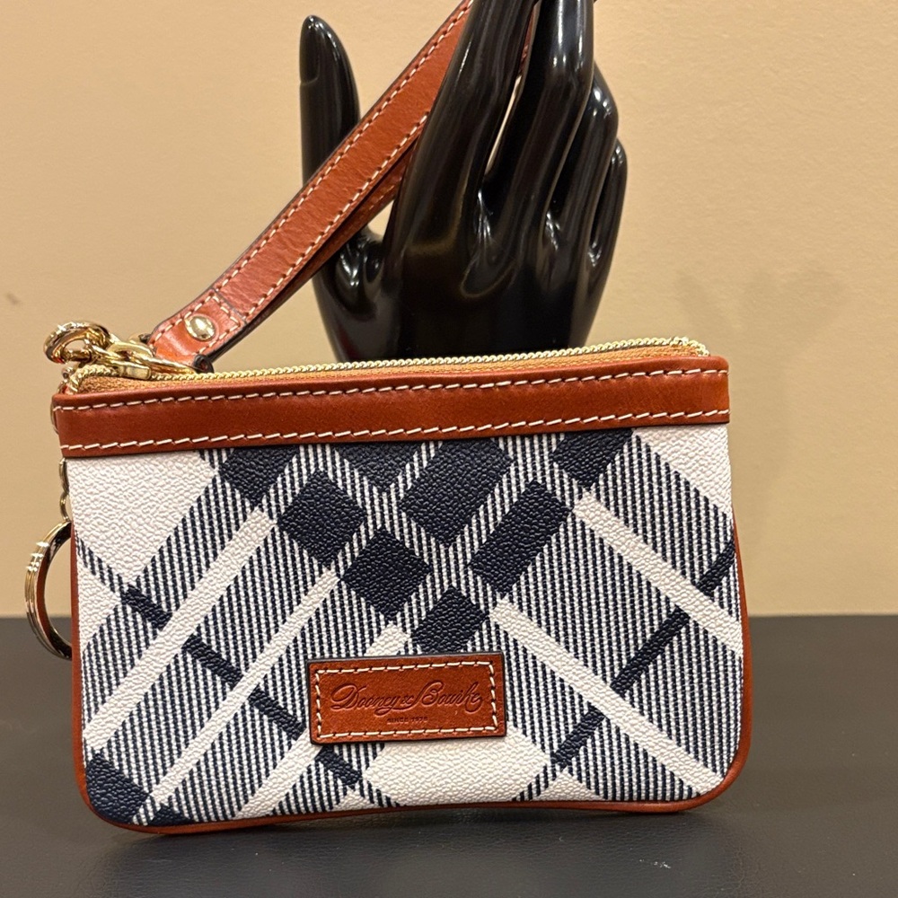 Dooney & Bourke Tartan Plaid Wristlet with Leather Trim